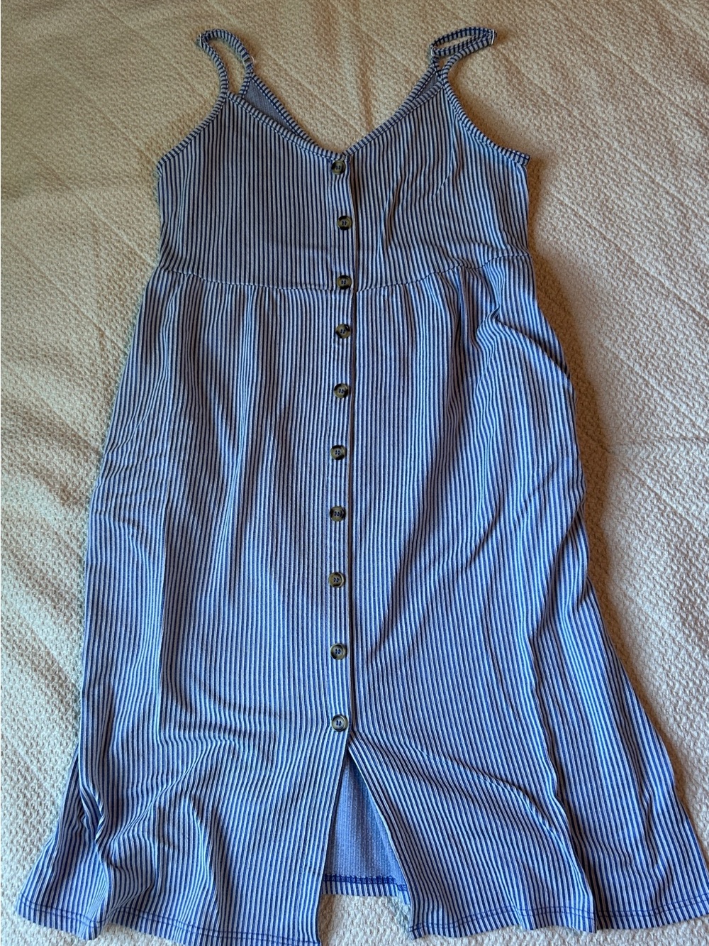 next Blue and White Striped Midi Dress